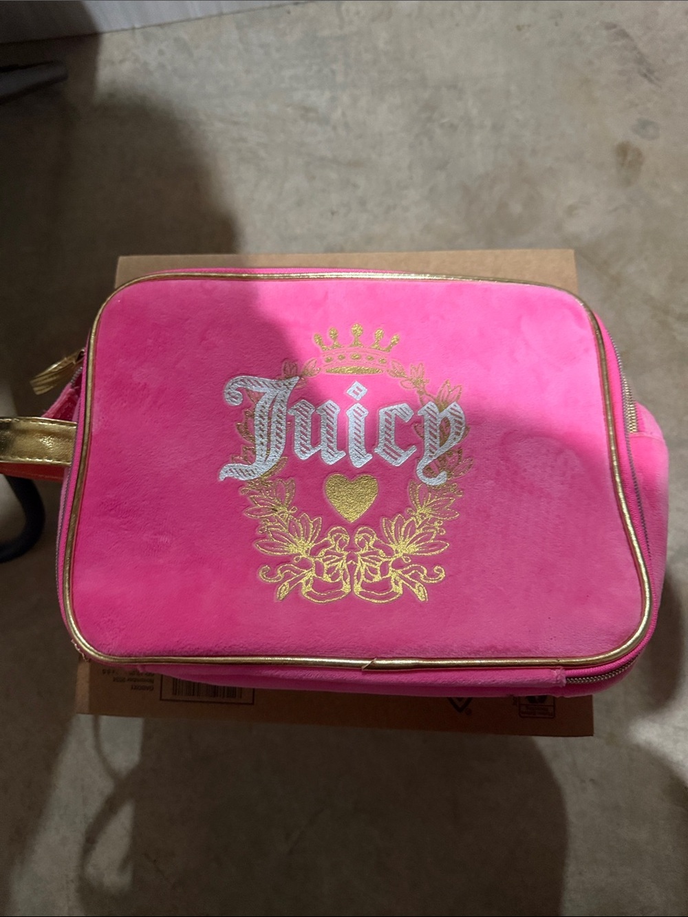 Juicy Couture Hot Pink Cosmetic Case with Gold Accents